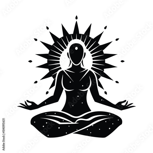 Beautiful minimalist Buddha meditation illustration symbolizing peace, mindfulness, spirituality, and inner calm with natural abstract background art.