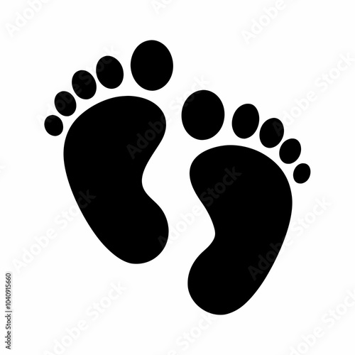 Baby feet icon vector silhouette