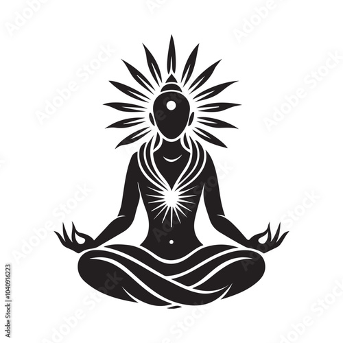 Beautiful minimalist Buddha meditation illustration symbolizing peace, mindfulness, spirituality, and inner calm with natural abstract background art.