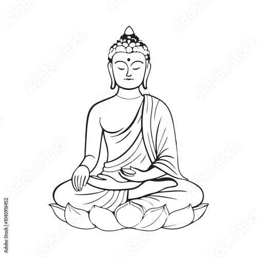 Beautiful minimalist Buddha meditation illustration symbolizing peace, mindfulness, spirituality, and inner calm with natural abstract background art.