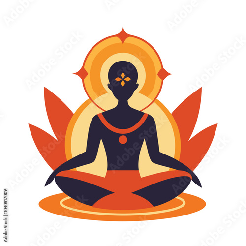 Beautiful minimalist Buddha meditation illustration symbolizing peace, mindfulness, spirituality, and inner calm with natural abstract background art.