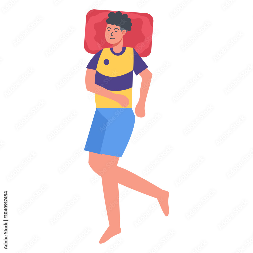 Men Sleeping Pose Character with Cartoon Design and Shape. Flat Vector Illustration. Men Sleeping Pose Character with Cartoon Design and Shape. Flat Vector Illustration.