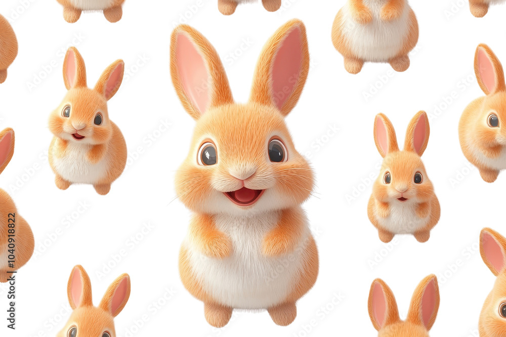 A 3D cartoon rabbit character, isolate on white background, bringing a playful vibe. PNG A 3D cartoon rabbit character, isolate on white background, bringing a playful vibe. PNG