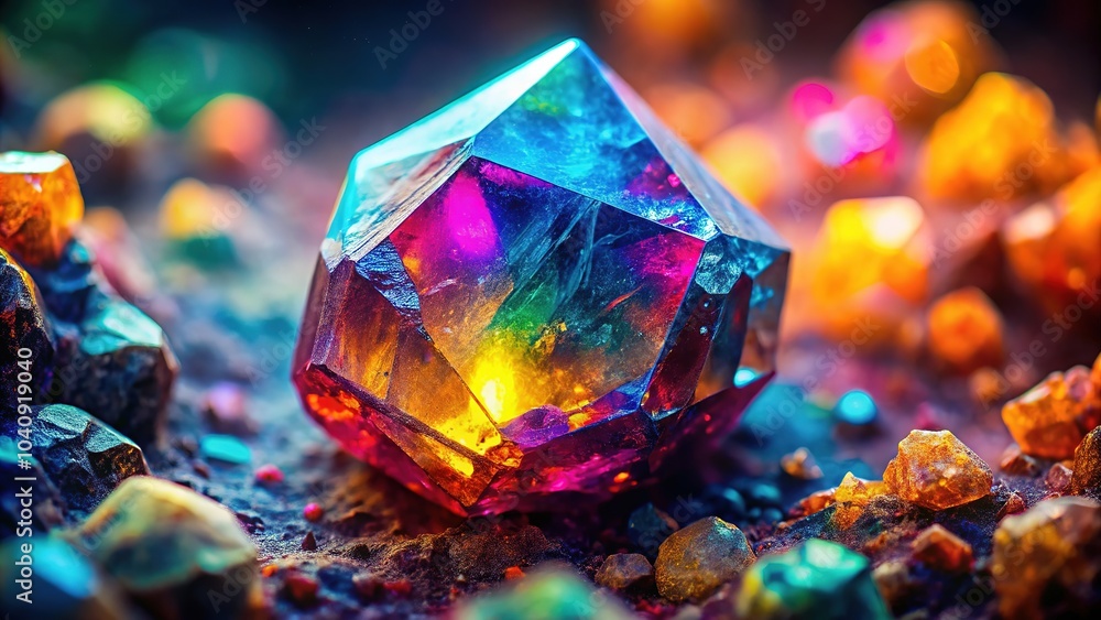 Macro lens reveals a universe within a mineral, resembling space. Macro lens reveals a universe within a mineral, resembling space.
