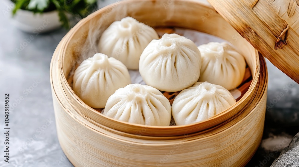 Steamed Buns in Bamboo Steamer Steamed Buns in Bamboo Steamer