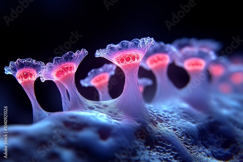 Cilia in the nasal epithelium, sweeping back and forth to clear dust from the respiratory tract photo