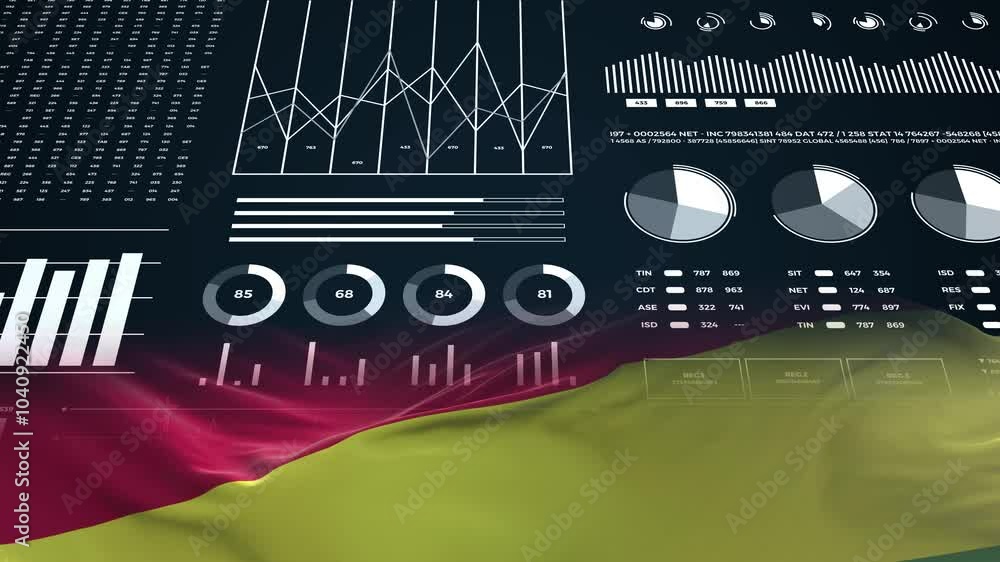 Bolivia flag - Waving flag on report analytics data statement Bolivia flag - Waving flag on report analytics data statement