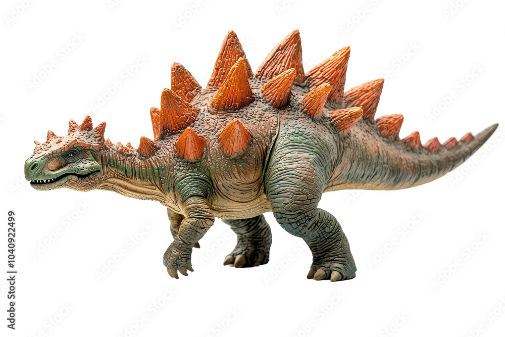 A standing Stegosaurus, isolate on white background, showcasing its distinctive plates and spiked tail. PNG A standing Stegosaurus, isolate on white background, showcasing its distinctive plates and spiked tail. PNG