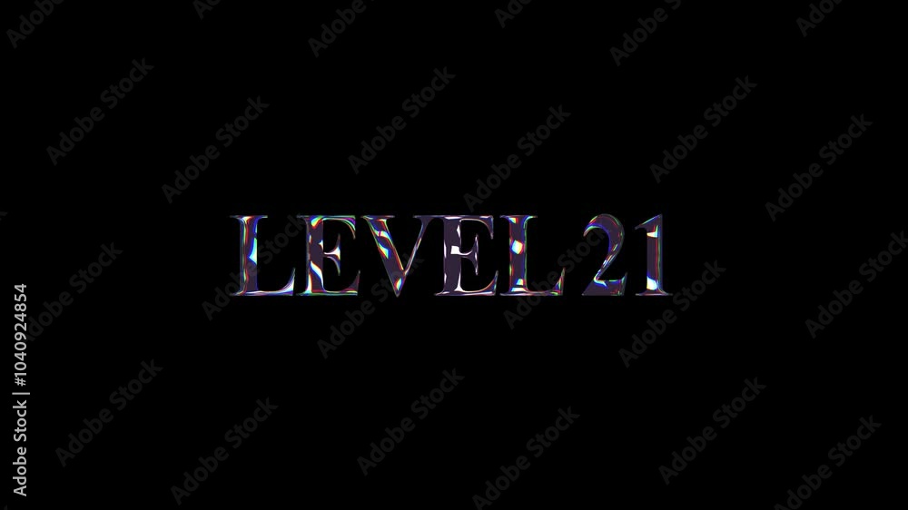 Level 21, Crystal text level change video animation for video game, game level concept Level 21, Crystal text level change video animation for video game, game level concept