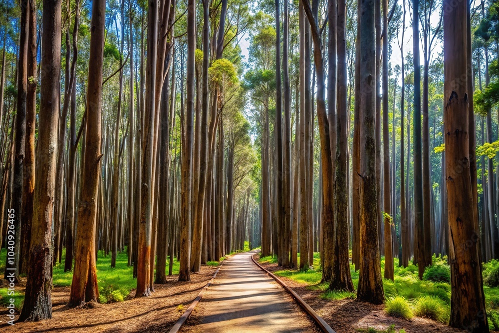 Tranquil eucalyptus trails, minimalist landscape photography captures essence. Tranquil eucalyptus trails, minimalist landscape photography captures essence.