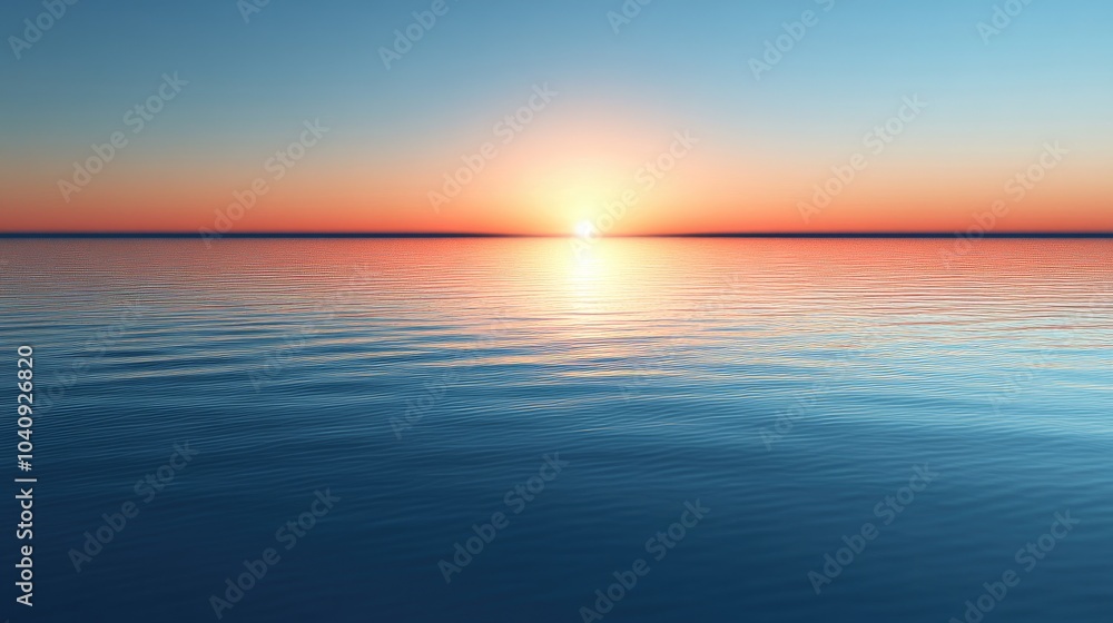Naklejka premium Serene Ocean Hues at Sunset with Smooth Transition