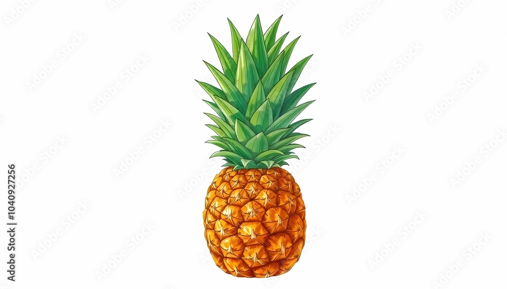 Fototapeta premium Hand-Drawn Illustration of a Whole Pineapple