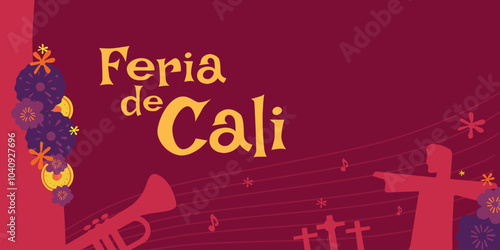 Cali Fair, Traditional celebration of salsa music and dance. Cali Fair, illustration.