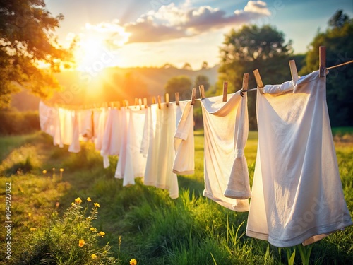 Wallpaper Mural Sun-drenched canvas, vibrant white clothes hang, reflecting the brilliance of the landscape. Torontodigital.ca