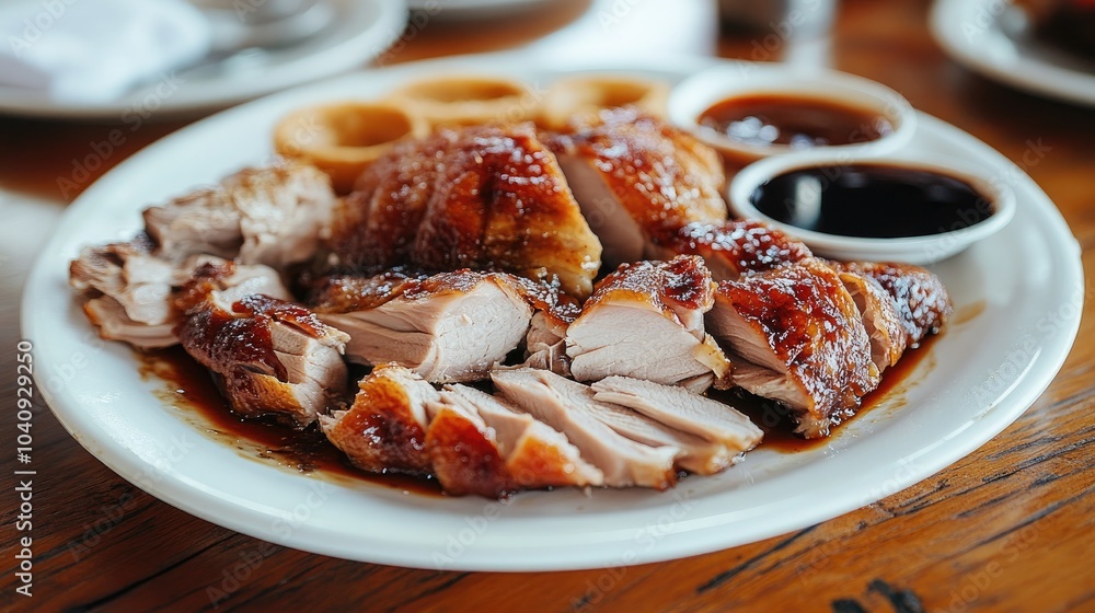 Traditional Peking Duck Served with Side Dishes Traditional Peking Duck Served with Side Dishes