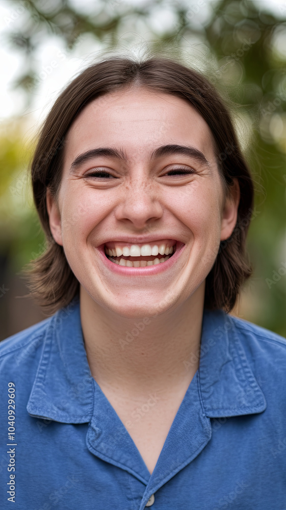 person with big smile, showcasing joy and happiness in natural setting. bright expression and warm atmosphere create positive vibe person with big smile, showcasing joy and happiness in natural setting. bright expression and warm atmosphere create positive vibe