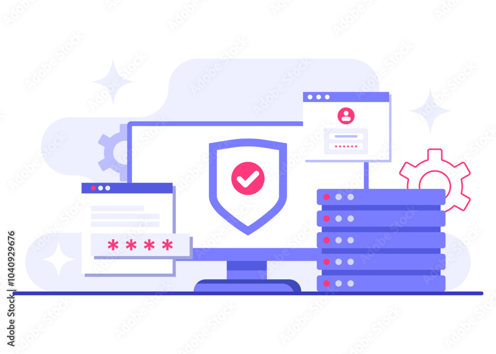 Database protection, Cyber security, Data Center, File management, cloud storage, Privacy data protection flat illustration for landing page, mobile app, poster, flyer, web banner, infographic Database protection, Cyber security, Data Center, File management, cloud storage, Privacy data protection flat illustration for landing page, mobile app, poster, flyer, web banner, infographic