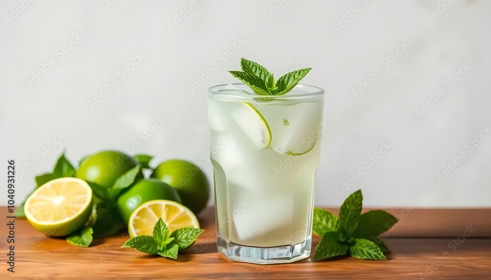 Refreshing Lime Drink with Ice and Mint Refreshing Lime Drink with Ice and Mint