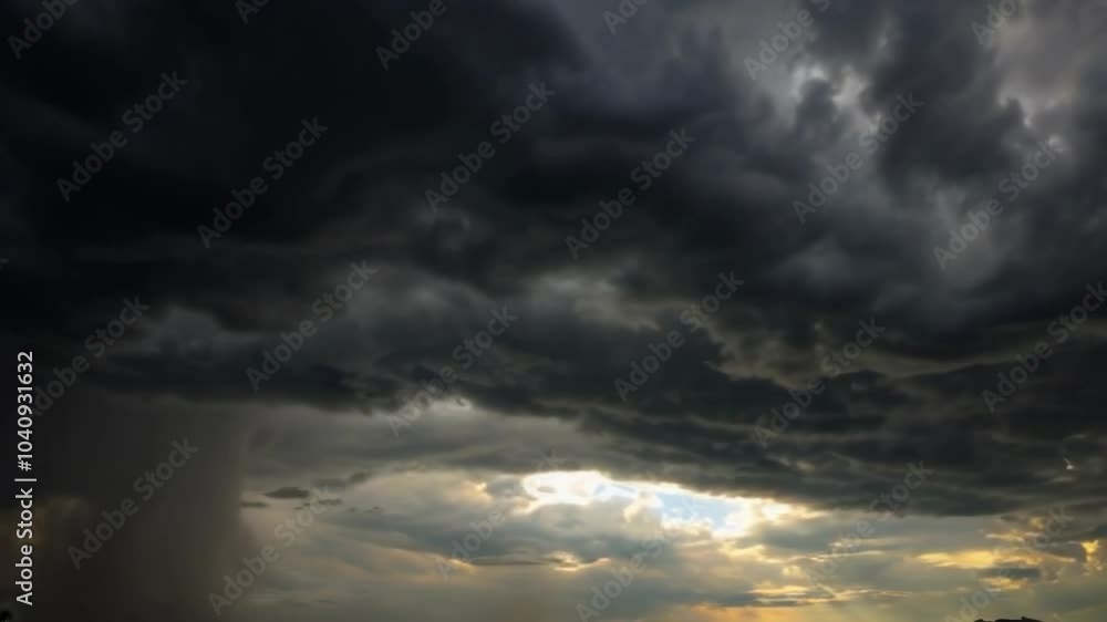 The sky is dark and cloudy, with a storm brewing in the distance The sky is dark and cloudy, with a storm brewing in the distance