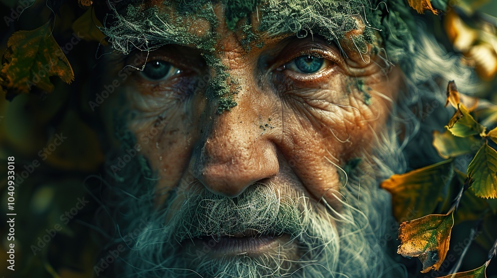 Close-up Portrait of an Old Man in Nature Close-up Portrait of an Old Man in Nature