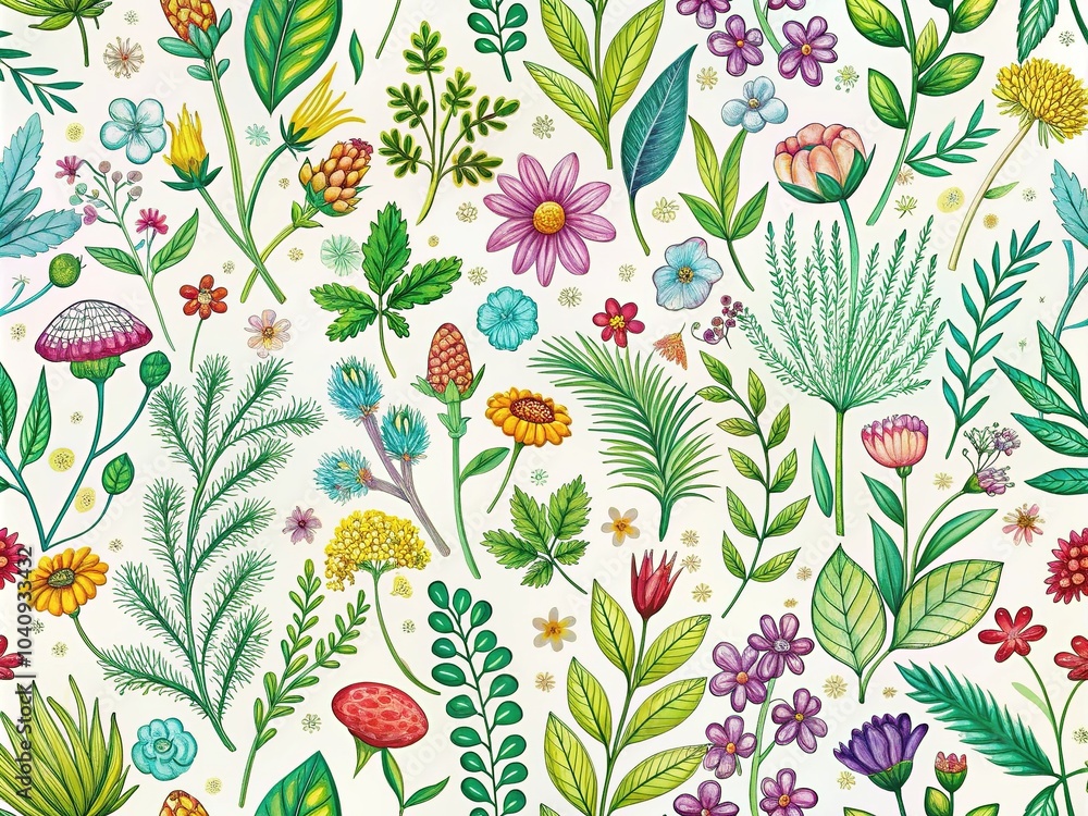 Whimsical herb and flower design adds a touch of sweetness to fabrics, wallpapers, and packaging. Whimsical herb and flower design adds a touch of sweetness to fabrics, wallpapers, and packaging.