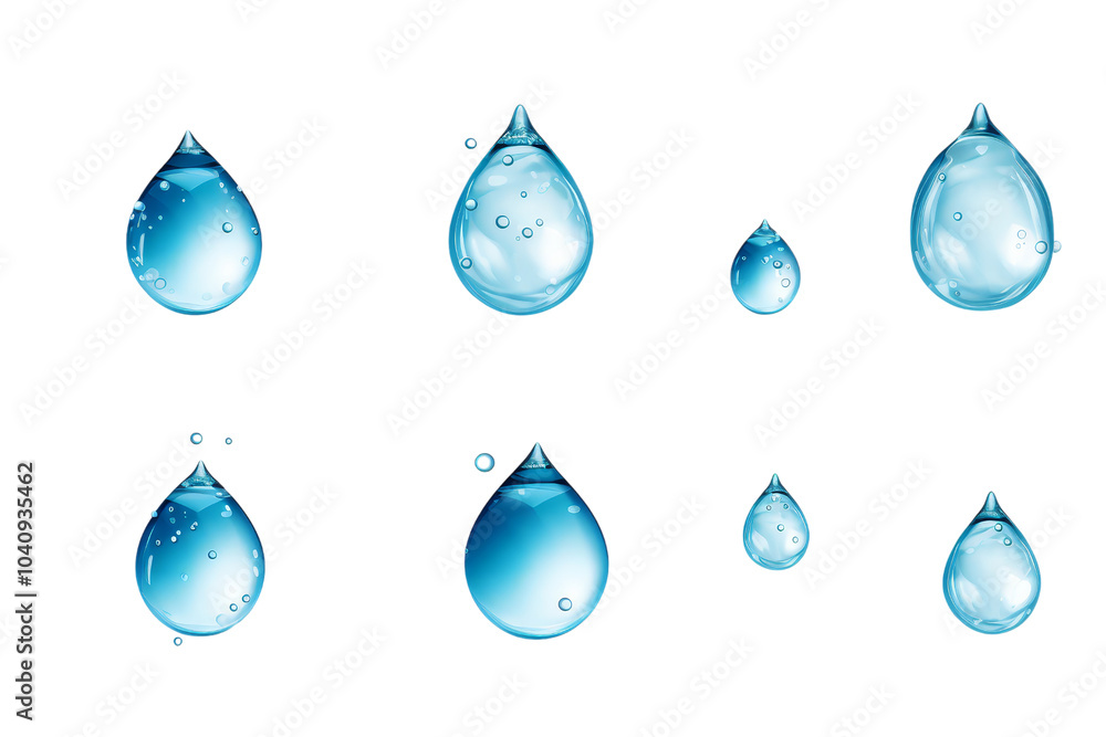 Crystal Clear Water Droplets on White Background Crystal Clear Water Droplets on White Background