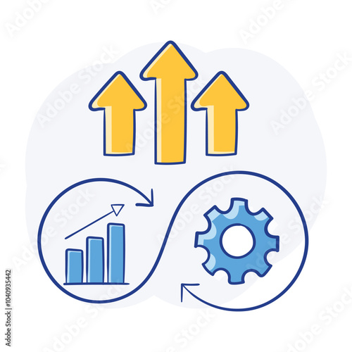 Hand drawn Continuous Improvement Icon Depicting Iterative Development and Performance Optimization.