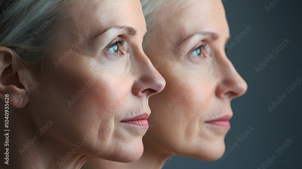 A visual progression of facial contouring, showing the patient's sagging skin before facelift surgery and the tightened, rejuvenated face after recovery A visual progression of facial contouring, showing the patient's sagging skin before facelift surgery and the tightened, rejuvenated face after recovery