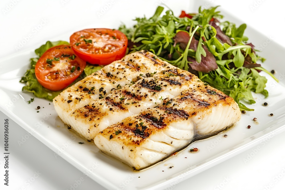 grilled salmon steak with vegetables, Generative AI grilled salmon steak with vegetables, Generative AI