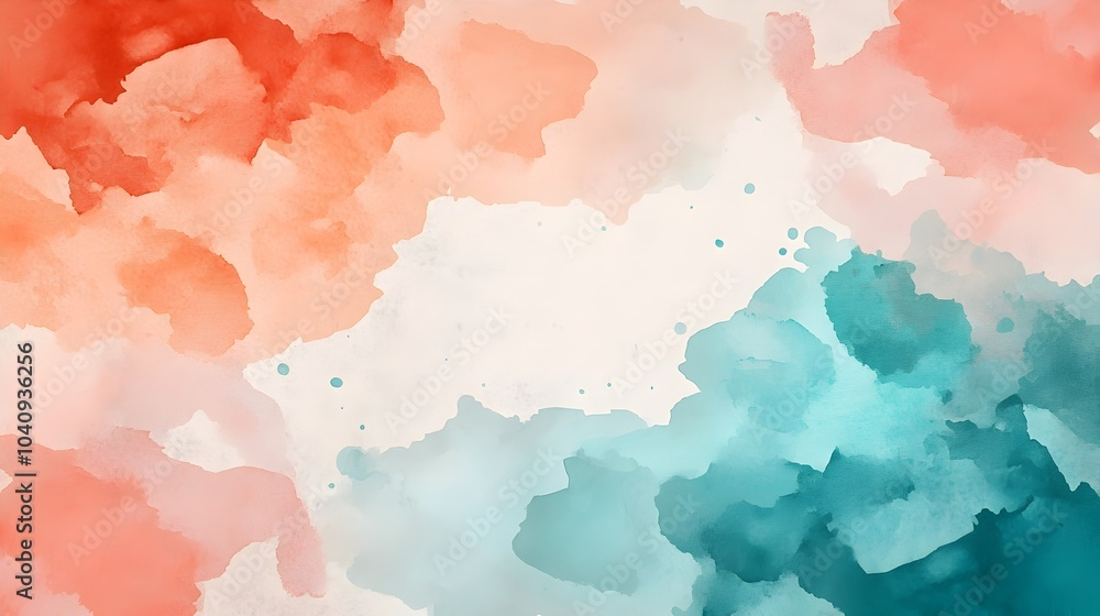 Obraz premium Faded watercolor splashes forming abstract geometric barriers with soft blended edges creating a serene contemplative and visually striking digital artwork