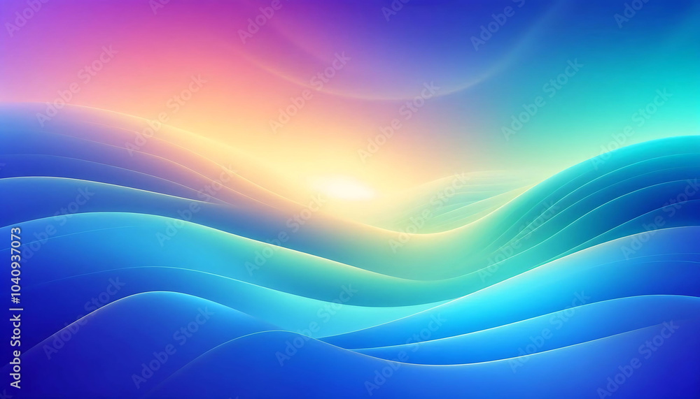 Obraz premium Abstract Waves in Gradient Colors at Sunrise