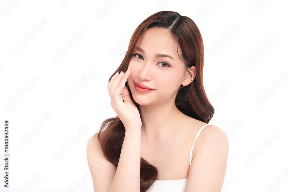 Beautiful young asian woman with clean fresh skin on white background, Face care, Facial treatment, Cosmetology, beauty and spa, Asian women portrait. Beautiful young asian woman with clean fresh skin on white background, Face care, Facial treatment, Cosmetology, beauty and spa, Asian women portrait.