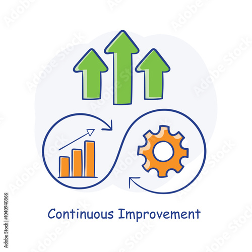 Hand drawn Continuous Improvement Icon Depicting Iterative Development and Performance Optimization.