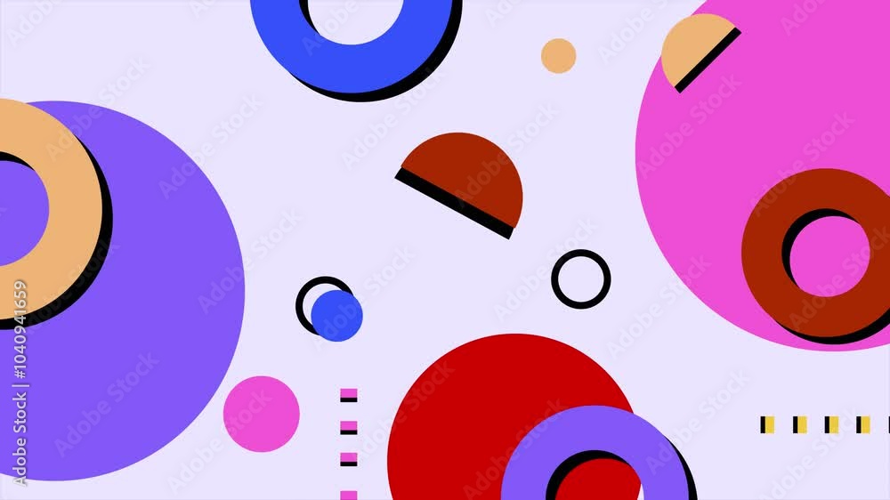 Vibrant abstract geometric animation with colorful shapes seamless 4k video background motion pop art design purple pink red blue yellow black Vibrant abstract geometric animation with colorful shapes seamless 4k video background motion pop art design purple pink red blue yellow black
