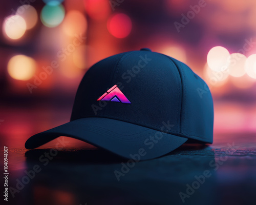 Wallpaper Mural Stylish baseball cap with vibrant embroidered logo, set against colorful bokeh background, creating modern and dynamic look. Perfect for fashion enthusiasts Torontodigital.ca