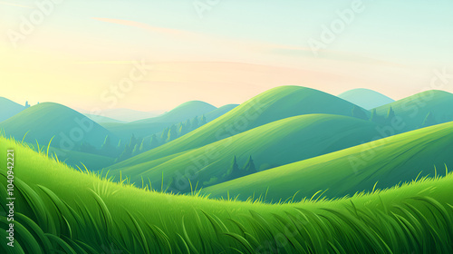 Serene pastoral landscape at dusk