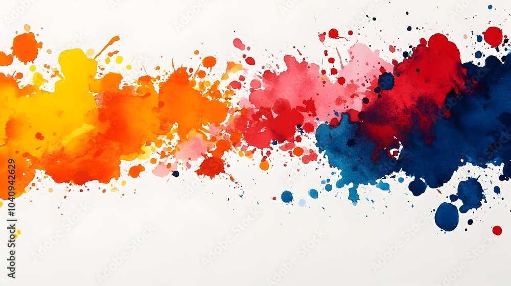 Fototapeta premium Vibrant watercolor splashes being absorbed and blended into abstract geometric barriers creating a dynamic fusion of chaos and control in an composition