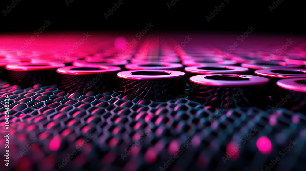 Futuristic digital web of glowing points and lines creates mesmerizing visual effect. vibrant colors and intricate patterns evoke sense of advanced technology and innovation