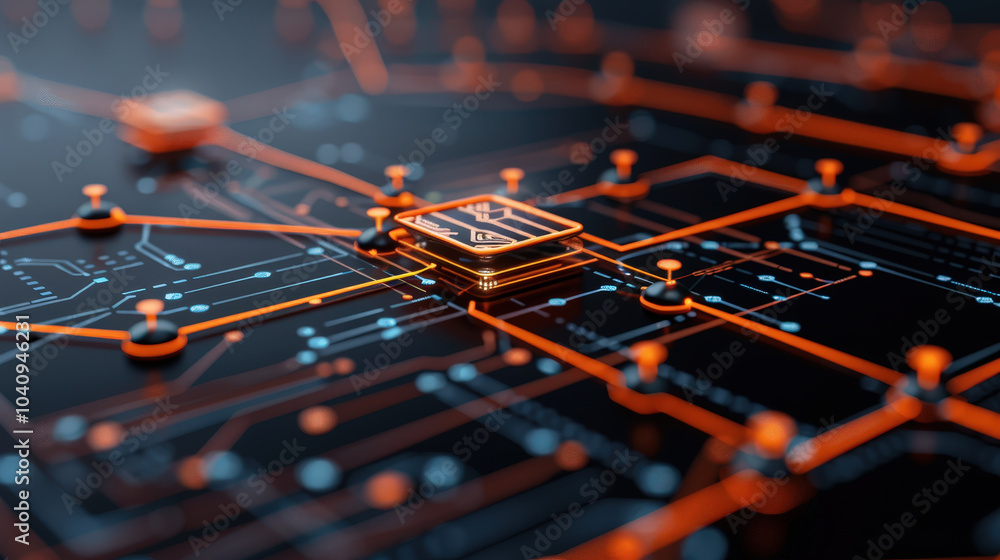 Digital web of nodes and lines creates vibrant network of connections, showcasing technology and innovation in visually striking manner Digital web of nodes and lines creates vibrant network of connections, showcasing technology and innovation in visually striking manner