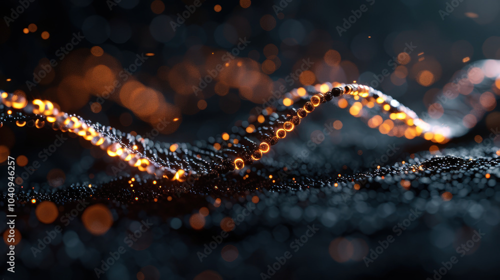 Glowing DNA molecules unraveling with digital data create mesmerizing visual effect, showcasing intricate patterns and vibrant colors. scene evokes sense of wonder and exploration Glowing DNA molecules unraveling with digital data create mesmerizing visual effect, showcasing intricate patterns and vibrant colors. scene evokes sense of wonder and exploration