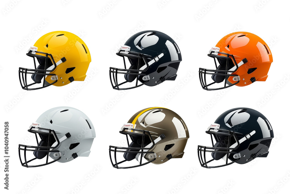 Fototapeta premium Vibrant Collection of American Football Helmets