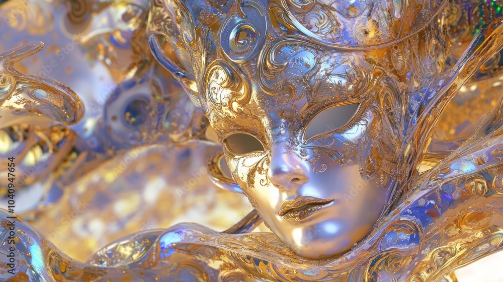 Obraz premium Enchanting Masquerade Ball in Digital Renaissance 3D Illustration