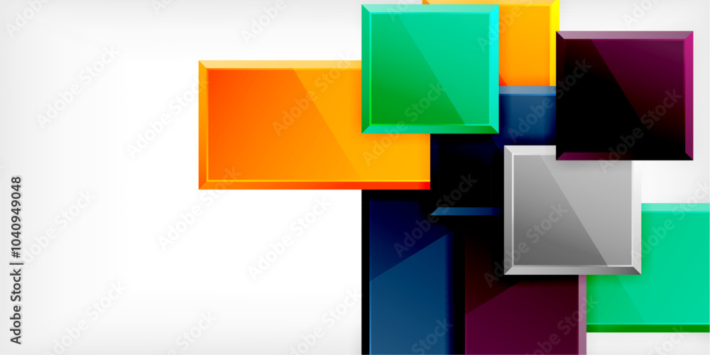 Glass toy style square shapes abstract design. Vector Illustration For Wallpaper, Banner, Background, Card, Book Illustration, landing page Glass toy style square shapes abstract design. Vector Illustration For Wallpaper, Banner, Background, Card, Book Illustration, landing page