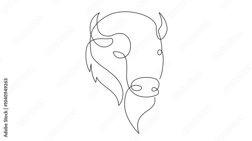 Bison line continuous single line simple illustration art Bison line continuous single line simple illustration art
