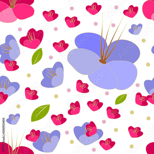 Abstract style floral seamless pattern. Great for fabric, textile, wallpaper. Vector illustration
