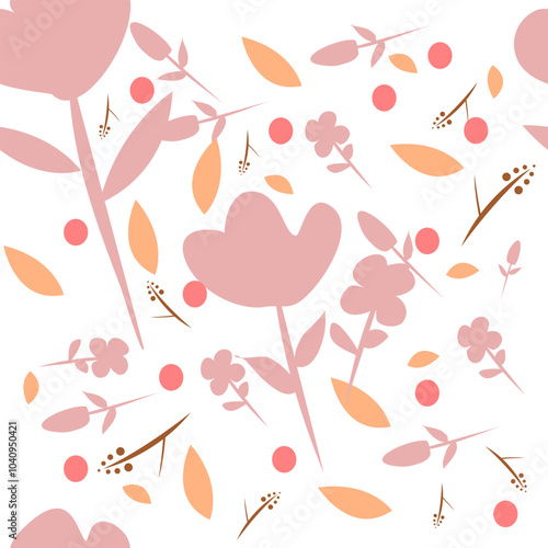 Abstract style floral seamless pattern. Great for fabric, textile, wallpaper. Vector illustration
