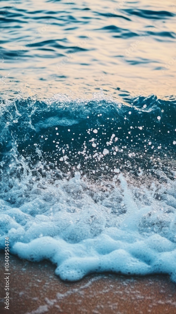 Obraz premium Scenic wallpaper depicting the shoreline with glistening sea water.