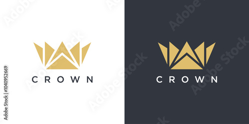 Abstract gold crown logo. Royal king icon design. Premium Vector