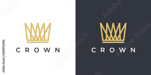 Abstract gold crown logo. Royal king icon design. Premium Vector