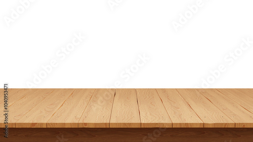 A close-up of a wooden table top isolated against a transparent background. PNG file